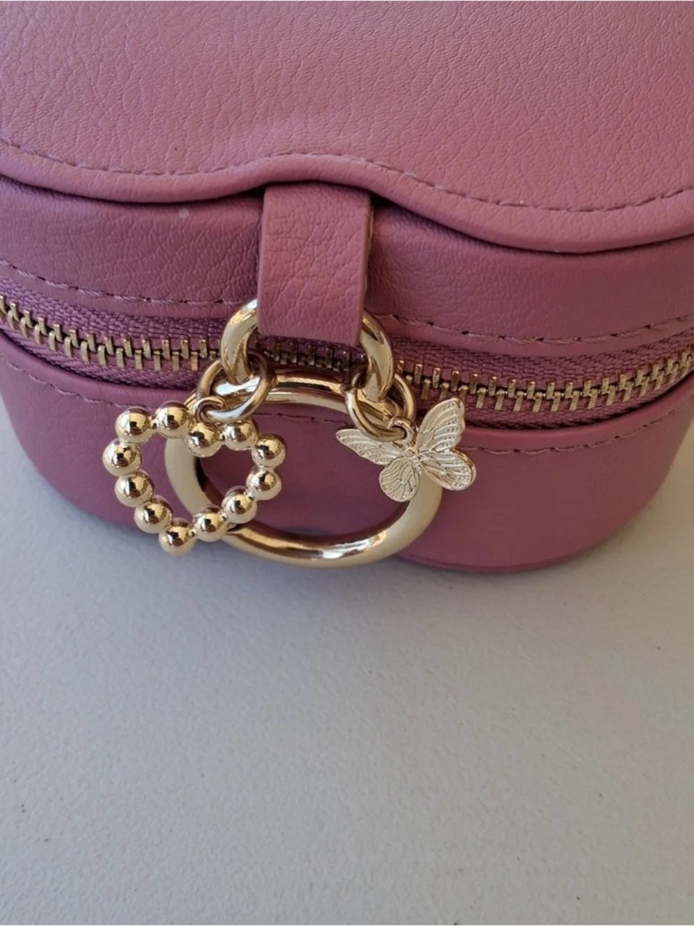 Target Pink Heart Key & Card Holder with Gold Ring